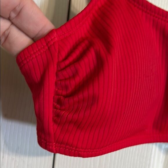 XHILARATION Red Swim Bikini Top Knot Ribbed Padded Adjustable Beach Pool Large - Picture 3 of 6